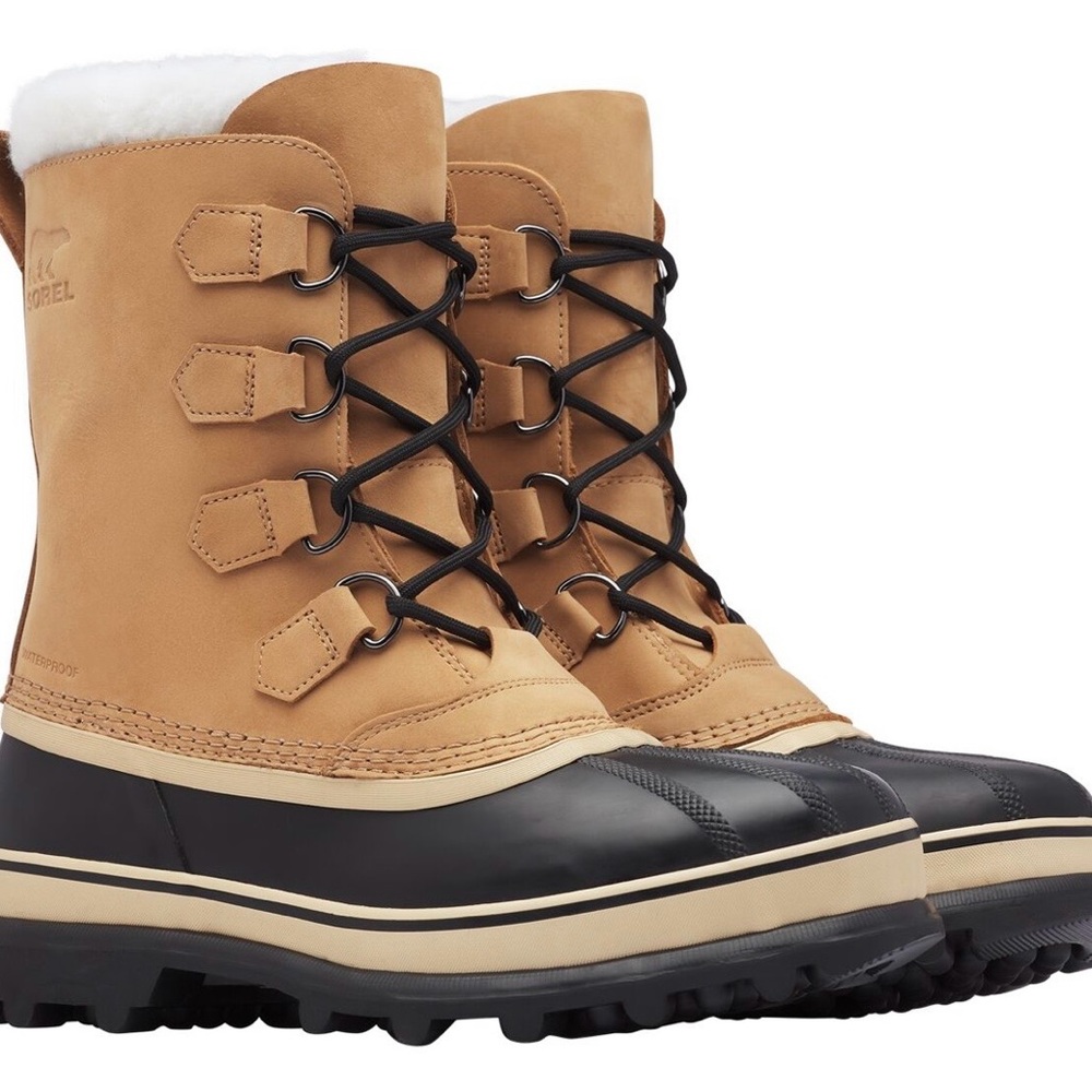 Sorel Tan and Black Lace-Up Boots